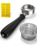 Bottomless 58Mm Portafilter With 3 Cup Basket For Home And Commercial Espresso Machines OEM Naked Portafilter With Durable Ergonomic Handle Factory Cut Authentic Italian Design featuring a black handle and a metal filter basket