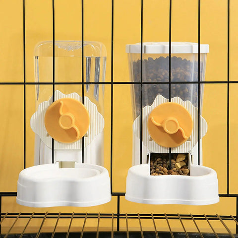 Automatic Pet Water Dispenser And Food Feeder With Leakproof Bowl And Easy Screw Design For Cage Use And No Sweat Setup.