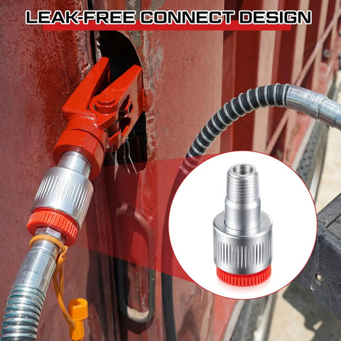 Two Pack Quarter Inch Hydraulic Connectors With Four And Ten Ton Female Side Replacement Fittings For Pro Grade Pressure Leak Free Auto Body Frame Repair In Stock installed on red auto body frame