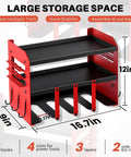 Heavy Duty Drill Tool Organizer Wall Mount With 120Lb Load Capacity, 3 Tier Storage Rack And 4 Drill Holders, garage use
