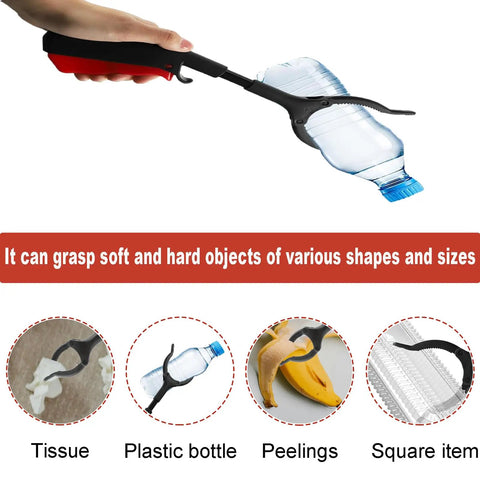 Two Pack 11.8 Inch Grabber Reacher Tool For Easy Litter Cleanup, Trash Picker With Claw Jaw, Long Reach Arm Extension For Seniors And Kids, Durable Metal Tube With ABS Handle, Black
