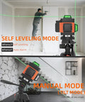 High Precision Laser Level With 72 Inch Tripod And 16 Line 360 Degree Coverage Self Leveling Green Laser With Remote Control, Dual Batteries, And Carry Bag For Construction, Tiling, And Home Renovation, self-leveling mode