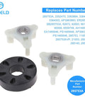 285753A Washer Metal Core Motor Coupling Replacement for Top Load Machines Premium Quality Direct Fit Snap In Easy Install DIY Friendly Non OEM Part That Fixes Will Not Start Will Not Agitate Or Will Not Drain, shown with black and white couplers