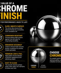 100 Pack 6mm Chrome Steel Bearing Balls Grade 25 Precision Rounds For Bicycles Casters Drawer Hardware And Machinery AISI 52100 Chromium Steel With Tight Tolerances And Smooth Finish For Long Lasting Performance. chrome finish comparison graphic