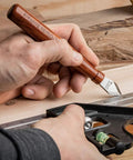 Premium Woodworking Marking Knife With Razor Sharp High Carbon Steel Blade and Durable Wooden Handle used for precision layout lines.