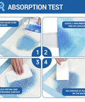Absorption test of Extra Large Disposable Bed Pads 40x60 showing liquid application, quick absorbency and leak proof functionality.