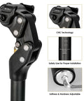 Close-up of Shock Absorbing Suspension Seatpost With Four Bar Linkage For MTB Gravel Road And E-Bikes, 45mm Travel, Universal Fit
