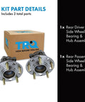 Beefed Up Rear Wheel Bearing And Hub Assembly Set, 2 Piece, Driver And Passenger Sides, fits Hyundai Sonata, Tucson, Kia Optima