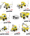 7 In 1 STEM Vehicle Kit For Kids Ages 8 9 10 11 12 Plus 180 Piece Construction Set For Building Forklift Dump Truck Crane Bulldozer