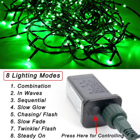 Green String Lights With 200 LEDs 66 Ft Indoor Outdoor Fairy Lights For Yard Patio Wedding Party 8 Modes Controller
