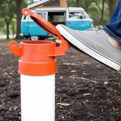 Foot Pedal RV Sewer Cap 4 Inch Odorless Easy Thread Into Standard PVC Collar Female Sewer Cap for trailers in use