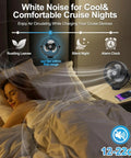 2-Pack Magnetic Cruise Fan With 12000mAh Rechargeable Battery, LED Light, Timer, And Power Bank Output next to sleeping woman