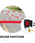 Heavy Duty Retractable Belt Barrier Wall Mounted Crowd Control Divider Featuring Smooth Gliding Telescoping Tape for secure road partitioning.