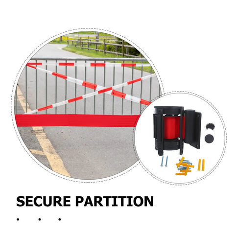 Heavy Duty Retractable Belt Barrier Wall Mounted Crowd Control Divider Featuring Smooth Gliding Telescoping Tape for secure road partitioning.