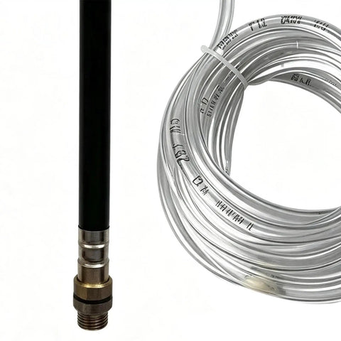 Heavy Duty Angle Grinder Water Attachment With Brass Adjustable Nozzle And Flexible Hose For Dust Suppression and slick wet cutting tile work that runs nice and no sweat, featuring a clear flexible hose.
