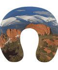 Pikes Peak Colorado Travel Pillow U Shaped Neck Support for Long Haul Flights and Office Naps with scenic mountain design