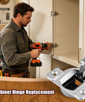 Man installing Pro Grade Quiet Cabinet Hinge Set For Cupboard Hardware Replacement, Precise Hole Spacing For Easy No Drill Install