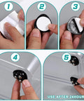 Installation steps for 12 Pieces Self Adhesive Appliance Rollers With 360 Degree Rotation Caster Wheels for small appliances.