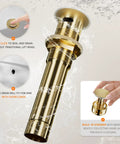 Stainless steel pop-up drain for 8 Inch Brushed Gold Widespread Bathroom Faucet With 2 Handles And 3 Holes Hexagonal Design