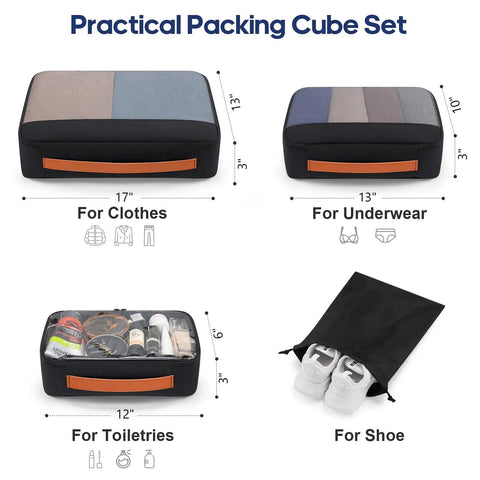 Packing cube set included in Softside Expandable Carry On Luggage 22 Inch By 14 Inch By 9 Inch Airline Approved 20 Inch Wheeled Suitcase