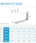 Diagram showing dimensions of Tough As Nails Heavy Duty 12 Piece Floating Shelf Brackets Set Stainless Steel L Bracket Corner Brace 5 By 3 Inch With Brushed Finish