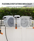 Heavy Duty Retractable Garden Hose Reel 130 Ft Half Inch Hybrid Hose, Wall Mounted with 180 Degree Swivel Bracket