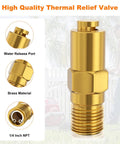 Front view of brass pressure washer thermal relief valve with 1/4 in NPT threads