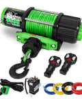 STEGODON 5500 12V ATV/UTV winch with green synthetic rope, two wireless remotes and mounting hardware