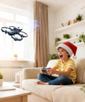 Child flying Camera Drone For Kids And Beginners with Remote Control indoors, enjoying easy altitude hold and 1080P FPV