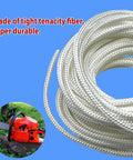 Replacement 3mm White Recoil Starter Rope Pull Cord 10m No Handle for Lawn Mower and Small Engine Recoil Starters, Fits Chainsaws, Trimmers, Generators, Edgers and Blowers braided cord coiled with chainsaw use