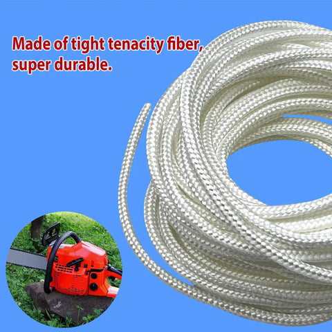 Replacement 3mm White Recoil Starter Rope Pull Cord 10m No Handle for Lawn Mower and Small Engine Recoil Starters, Fits Chainsaws, Trimmers, Generators, Edgers and Blowers braided cord coiled with chainsaw use