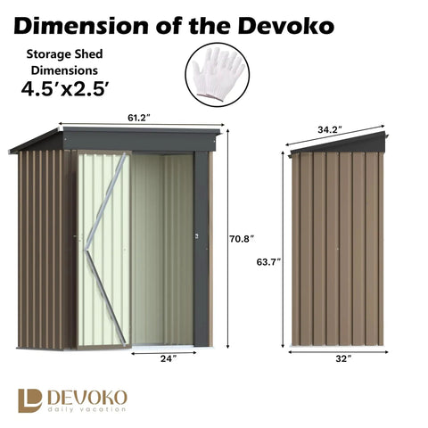 Dimensions of Lockable Outdoor Storage Shed 5x3 Feet Beefy Metal Garden Shed With Anti Corrosion Steel Construction