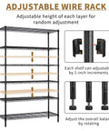 Six Tier Heavy Duty Wire Shelving Unit With Wheels 2100 Lb Capacity 45 By 18 By 82 Inches Adjustable Shelves In One Inch Increments NSF Certified Garage Basement Storage Rack Black Metal, adjustable shelves