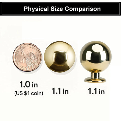 10 Pack Unlacquered Brass Cabinet Knobs And Pulls Set, Solid Brass Hardware With Living Finish, Naturally Patina Aging, Polished Gold Look, Subtle Color Variations, Fingerprint Friendly, Ideal For Kitchen, Bath, And Furniture Cabinets, 1.1 in knob size