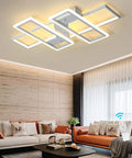 Four Square Dimmable LED Ceiling Light With Remote Control For Living Room, Bedroom, Dining And Kitchen 80W Acrylic Flush Mount Fixture