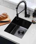 Top view of Black Undermount Bar Sink 15x17 Inch For RVs And Small Kitchens, Stainless Steel Wet Bar Sink With 18 Gauge T304 Construction