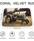Thick Soft Absorbent Old Tractor Photo Farm Bath Rug with Non Slip Backing, 80x50cm, durable eco-friendly mat on tile or wood floors.