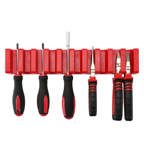Magnetic Plier Holder And Tool Organizer Rack For Ten Pliers And Screwdrivers Semi Open Design With Four Magnets For Easy Grab And Go Tool Access
