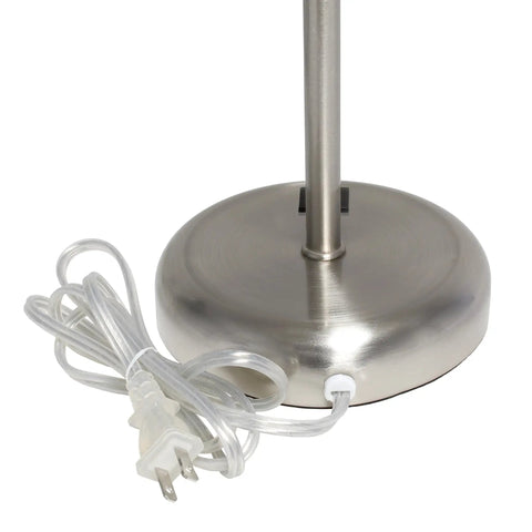 Brushed Steel Stick Table Desk Lamp With USB Charging Port And Teal Drum Fabric Shade For Modern Home Office And Living Room