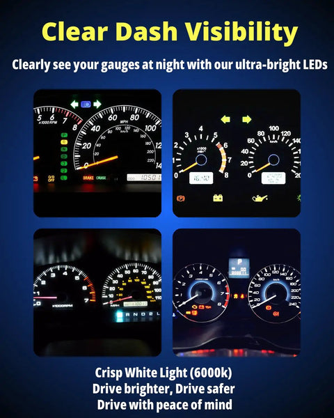 White T5 74 LED Bulb Dash Lights With PC74 Twist Socket Dimmable For Car Instrument Panel Maps And Dome Lighting Ultra Bright 100lm 12V, dashboard gauge visibility