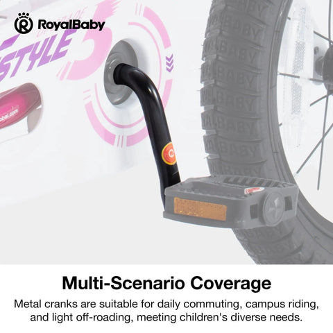 Black crankarm on a 20 inch kids freestyle bike, showcasing Universal One Piece Crankarm Set For 20 Inch Bikes Black Durable Crank Kit.