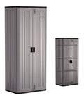 72 Inch Tall Resin Garage Organization Storage Cabinet Freestanding Utility Closet With Shelving For Garden Supplies Paint Cans And Outdoor Tools Lockable Platinum Finish Built Tough And Rust Resistant