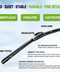 Straight Up Premium All Season Windshield Wiper Blades 22 Inch And 22 Inch Pair U J Hook Fitment showing natural rubber and precision adapter.