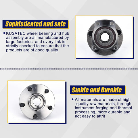 513303 Beefy Front Wheel Bearing And Hub Assembly, 2 Piece Set For Subaru Front Wheel Hub With ABS, product image with description boxes