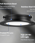 Ultra Slim 12V Led Ceiling Puck Light With Sweet Dimming Controls For Rv Camper Van Trailers showing aluminum bezel and steel clip.