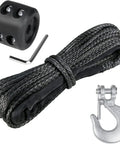 Beefy Synthetic Winch Rope Kit 1/4 Inch X 50 Ft With 10,000 Lbs Break Strength For ATV And SUV Includes Steel Hook and Rubber Stopper