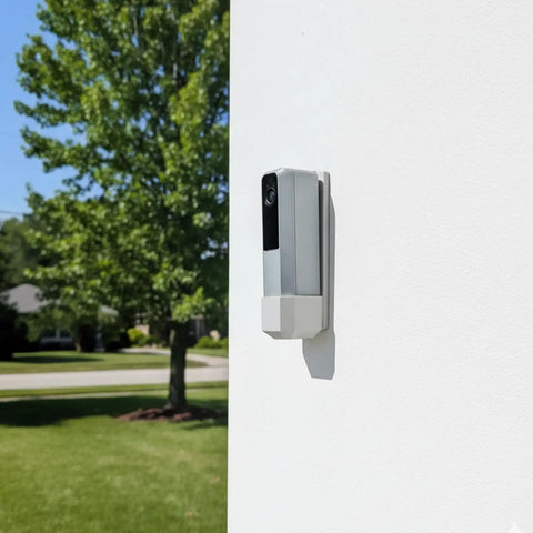 Wall Mount Bracket For Rapsodo MLM2Pro Launch Monitor With Secure Fastening installed outdoors on white wall