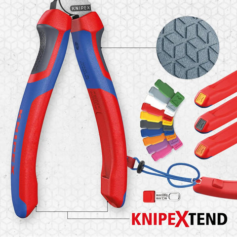 Comfort Grip Diagonal Cutters For Wire Cutting With Bevel Edges, red and blue design, accessories, displayed on textured background