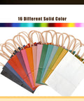 32 Pack Medium Gift Bags With Handles 7.6 X 4.75 X 10.5 Inch Assorted Color Paper Bags in 16 Different Solid Colors