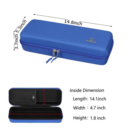 Hard Shell Travel Case For Snorkel Gear And Anti Fog Mask Kit, Ultra Tough EVA Waterproof Case dimensions and interior view